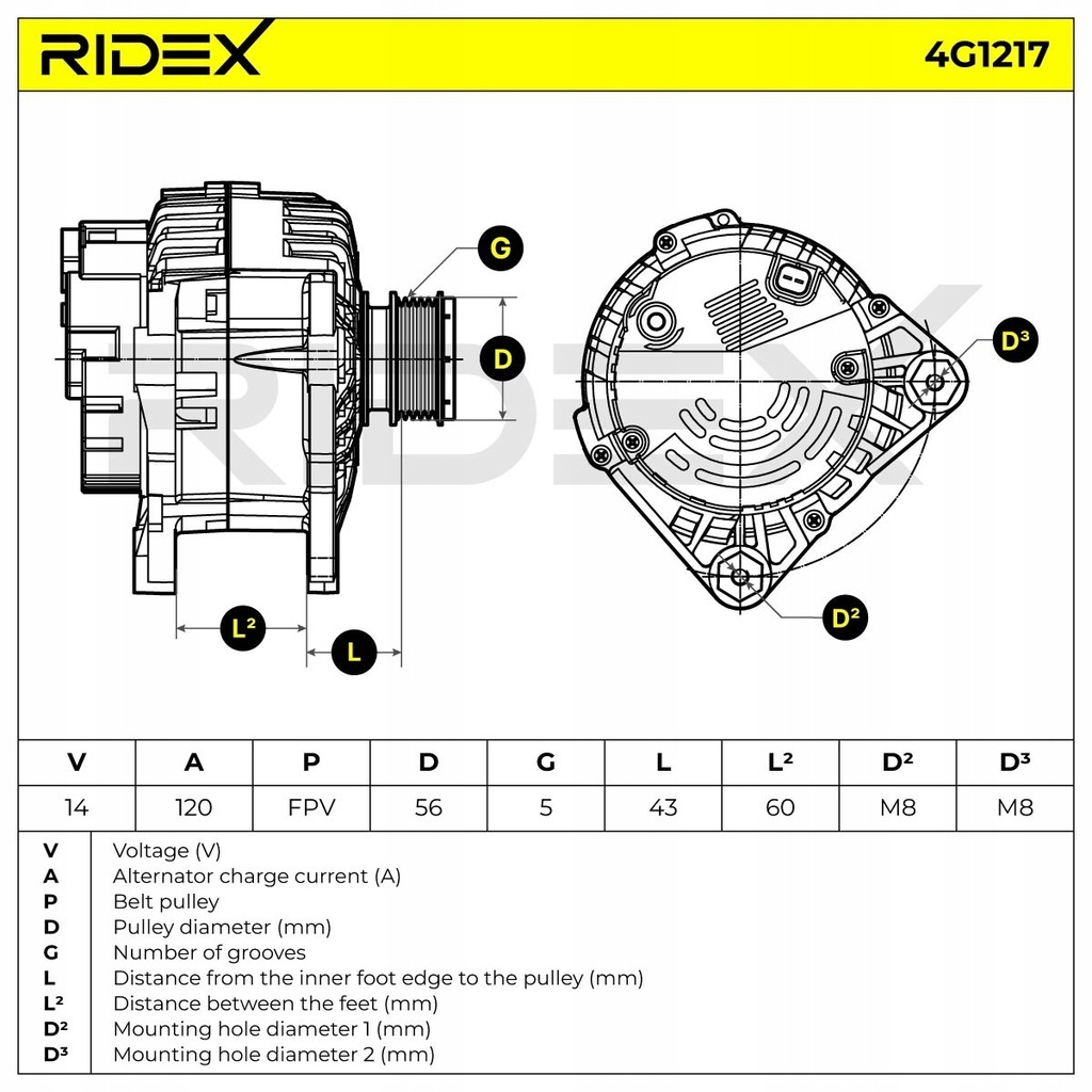 фото №4, Ridex 4g1217 генератор генератор 125a 14v do renault twingo ii cn0