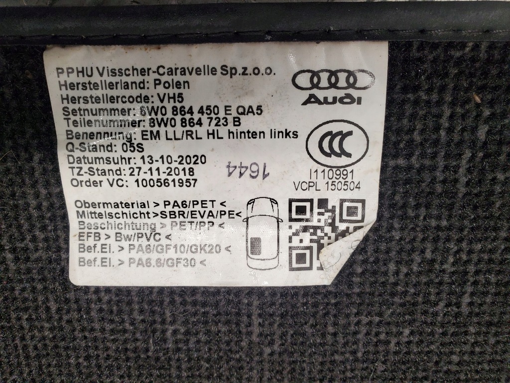 фото №9, Audi a4 s4 b9 8w 8w0864450e комплект обшивка