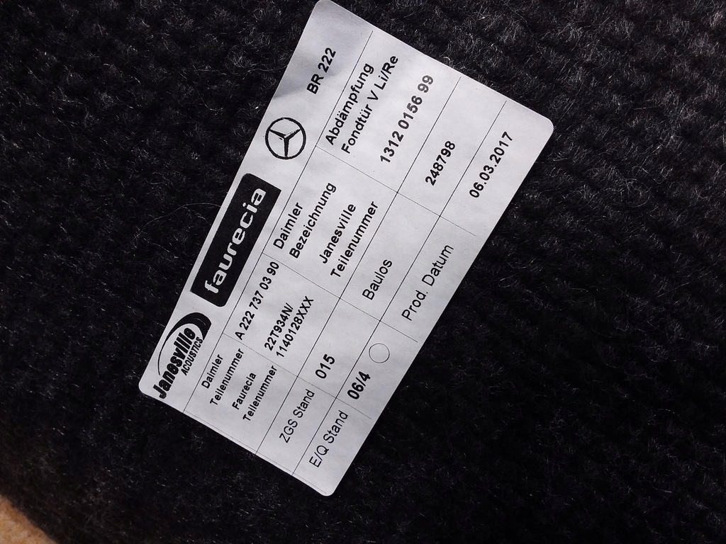 фото №11, Mercedes s w222 long оббивка двері задня ліва