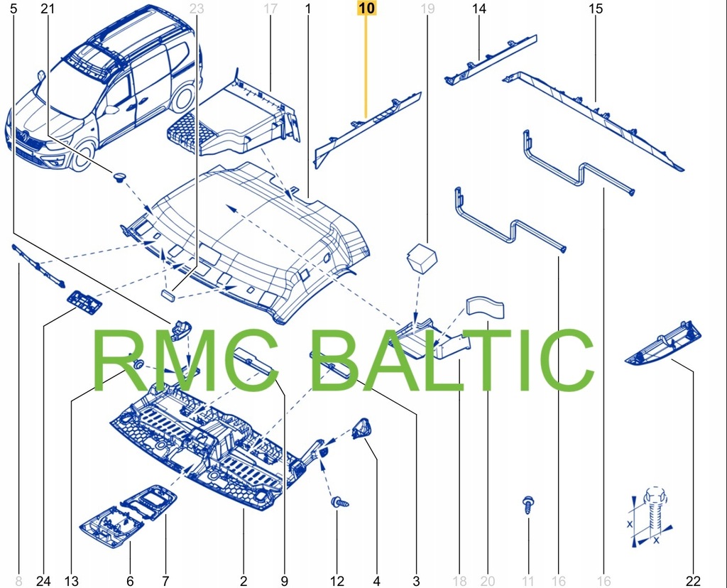 фото №10, Молдинг стелі права renault kangoo iv