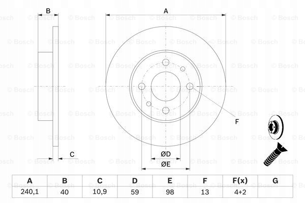 фото №4, Гальмівні диски гальмівні колодки перед bosch lancia dedra