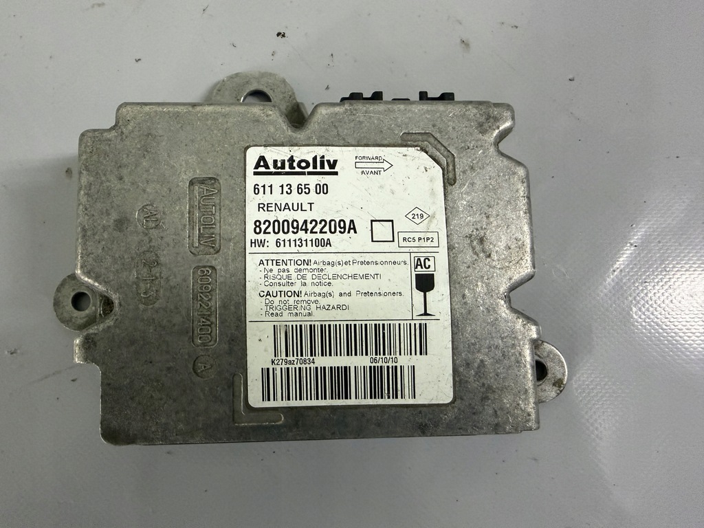 фото №1, Модуль подушок датчик air bag renault master iii movano 8200942209a