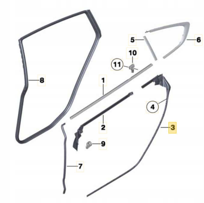 фото №10, Прокладка скло двері лівий задня bmw 5 gt f07