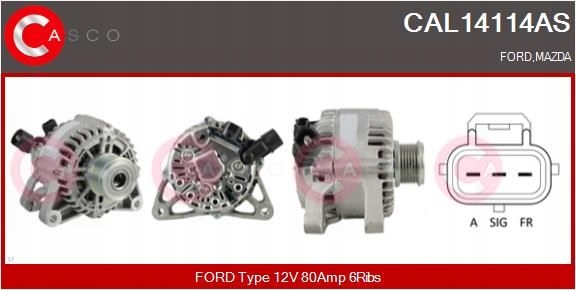 Генератор 80a cal14114as casco ford mazda 2 Цена