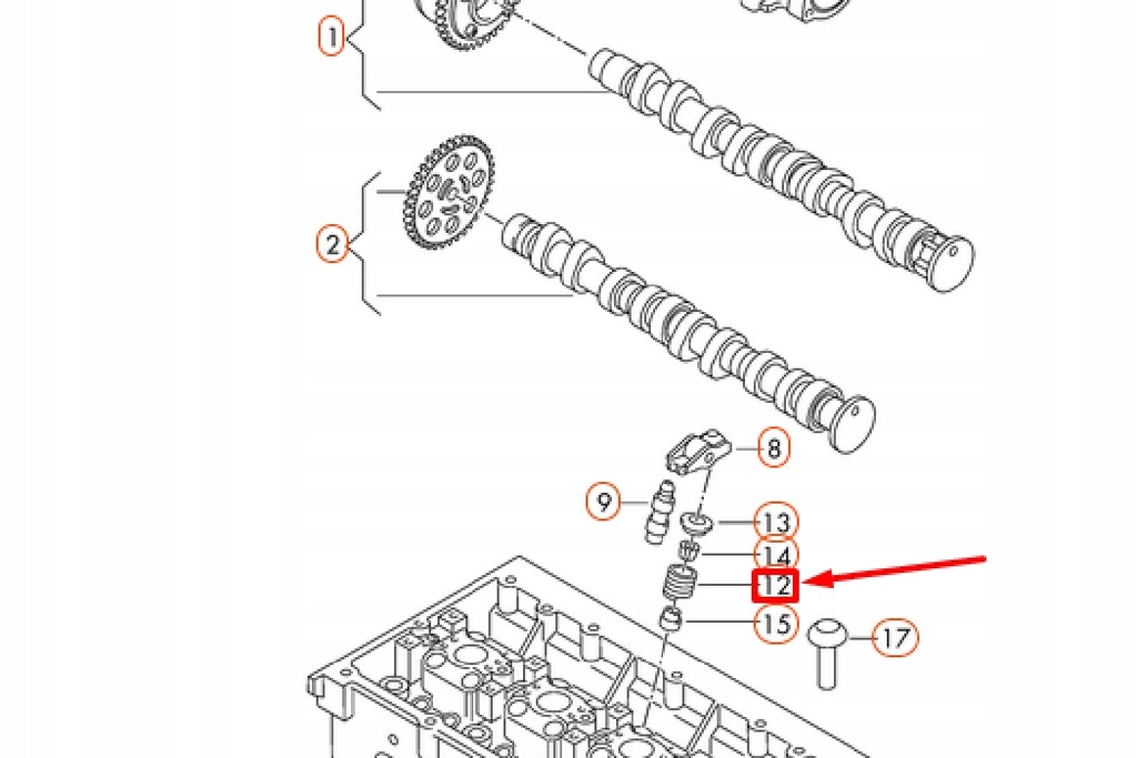 фото №7, Audi vw audi пружина клапанна впускна 06e109623h оригінальна