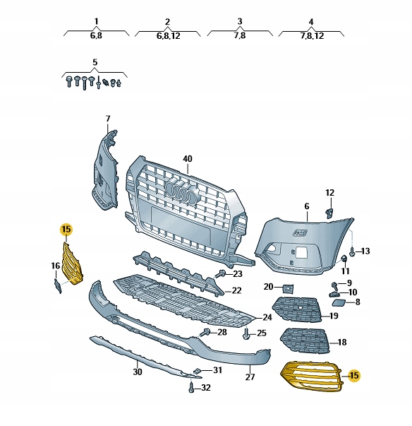 Купить Решётка бампера передний левая audi q3 polift