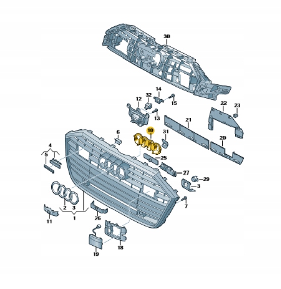 фото №3, Накладка кронштейн эмблема перед audi a6 c8 aso