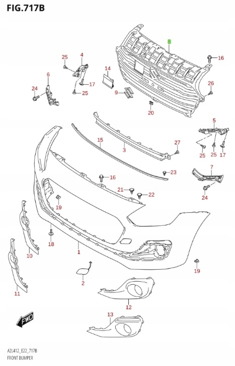 фото №6, Suzuki swift mk8 2017-решітка решітка радіатора решітка радіатора pod радар