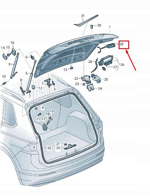 фото №2, Audi q5 fy rear lid lock actuator with камера pushbutton 8w8827566c