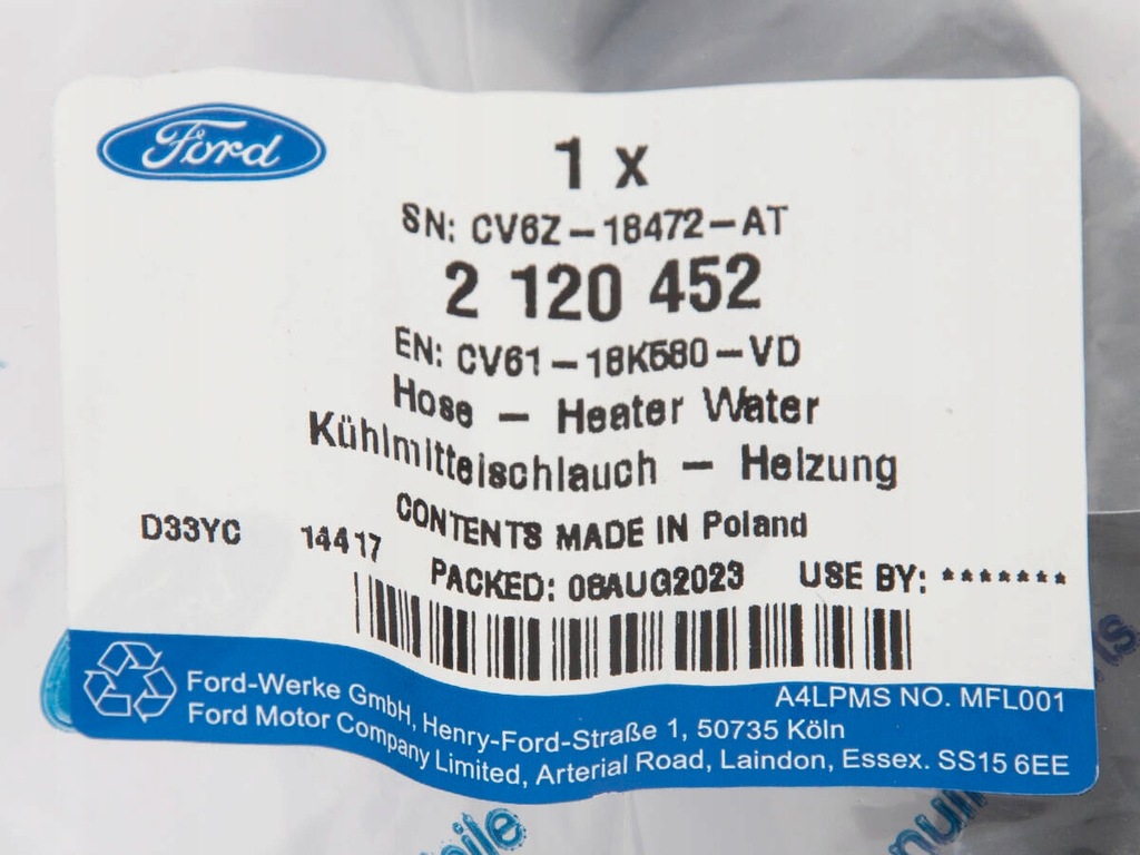 фото №10, Шланг обігрівача focus mk3 c-max 1.0 ecoboost _ 2120452 _ cv61-18k580-vd