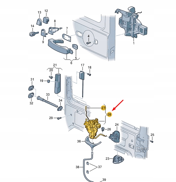 фото №1, Vw transporter t6 left sliding door remote керування lock 7e0843653bg