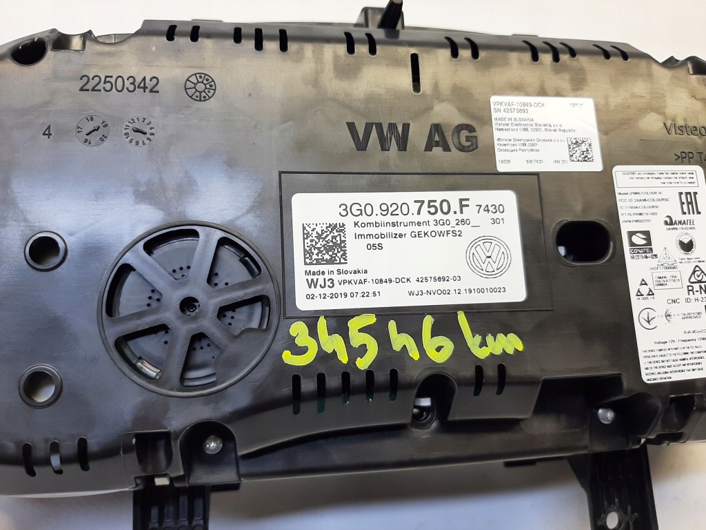 Vw passat b8 указатель счетчик приборная панель 3g0920750f 34546km Цена