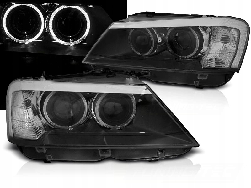 фото №1, Фара лампа l+r кольца led тюнинг чёрные ксенон look bmw x3 f25 2010-2014