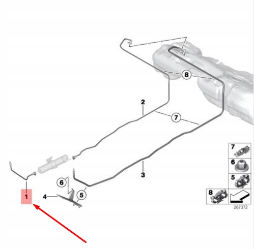 Купить Bmw 1 f20 передний шланг топливный 16127244726 7244726 оригинальный