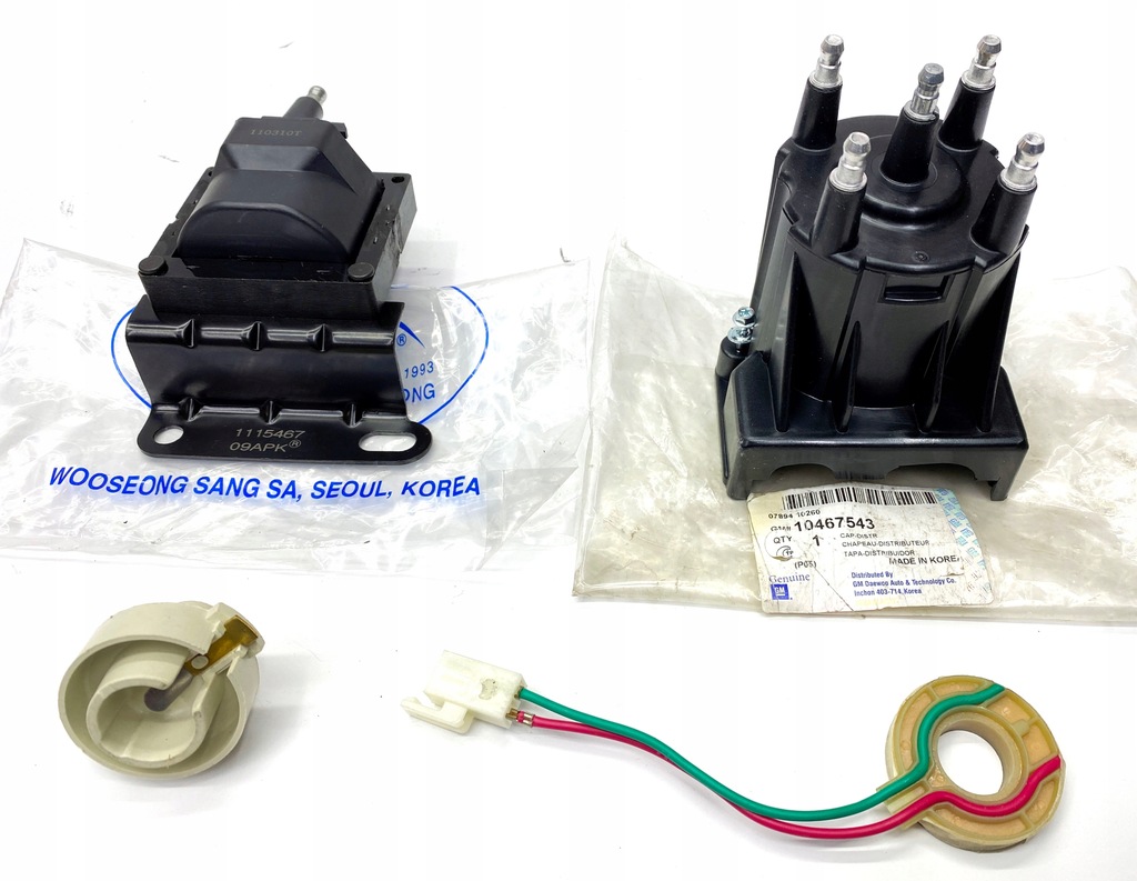 фото №1, Espero nexia крышка трамблёра + катушка аппарата hala + контактный палец + зажигания nowa