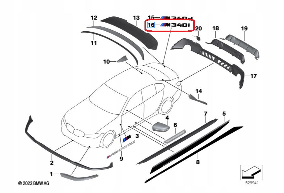 фото №6, Чёрный эмблема крышки задний m340i bmw 3 g20 oem