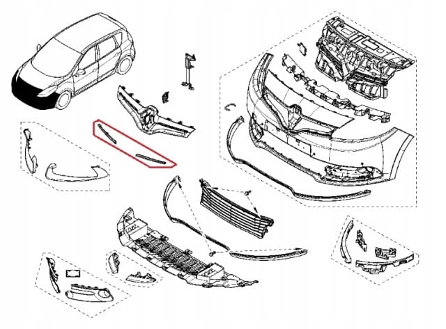 фото №4, Накладки хромированные w решётка радиатора решетка renault grand scenic iii 3 2012 оригинальный номер