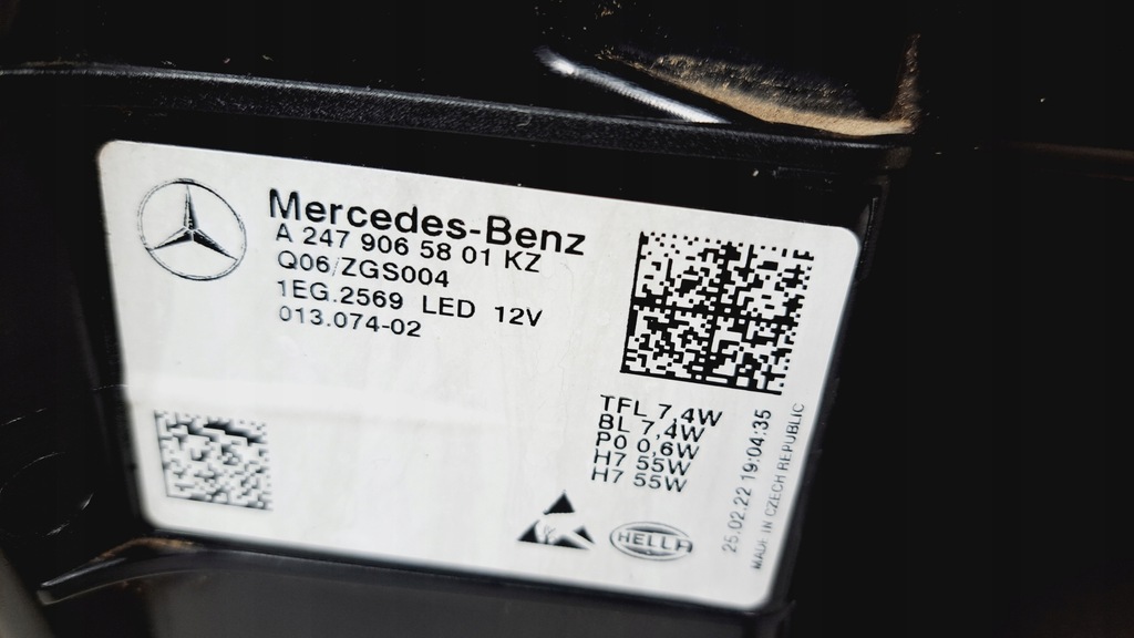 фото №15, Mercedes gla h247 w 247 лампа правая обычная с led a2479065801