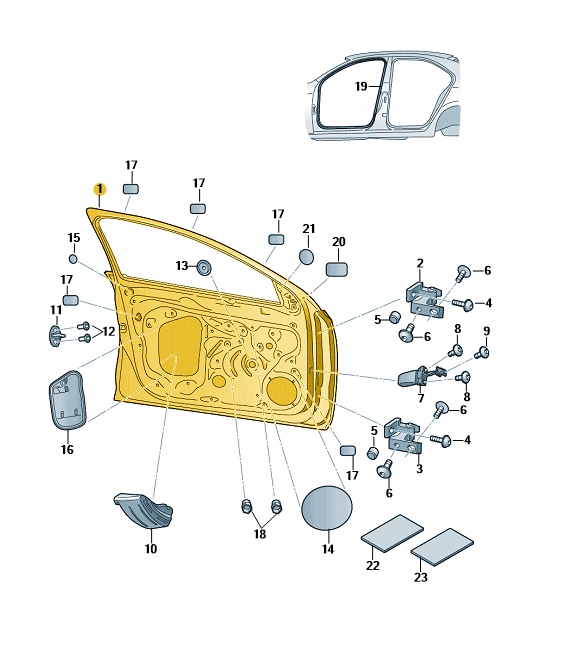 фото №1, Дверь правый-передний skoda rapid оригинальный номер 5ja831052c