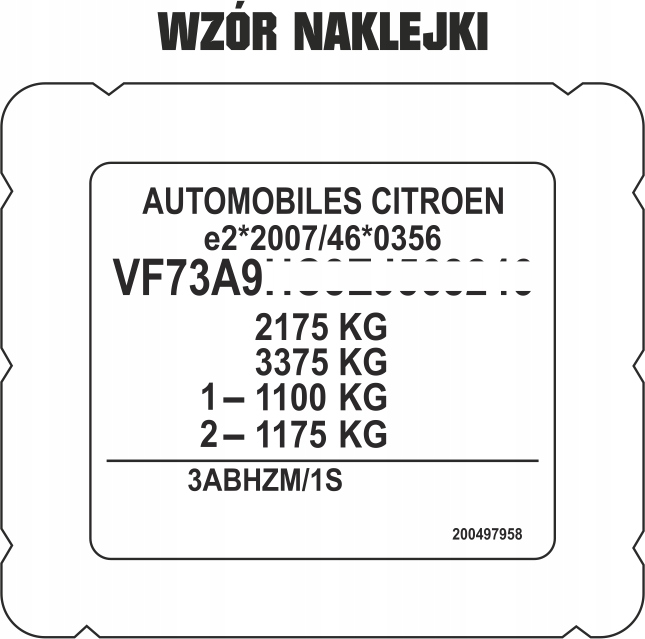 Купить Наклейка идентификационная citroen табличка идентификационная