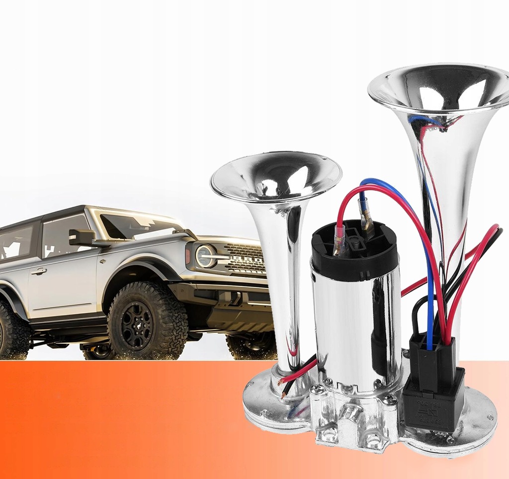 фото №13, Клаксон tir сигнал сигнал компресор 12v głośna пневматична 600db хром