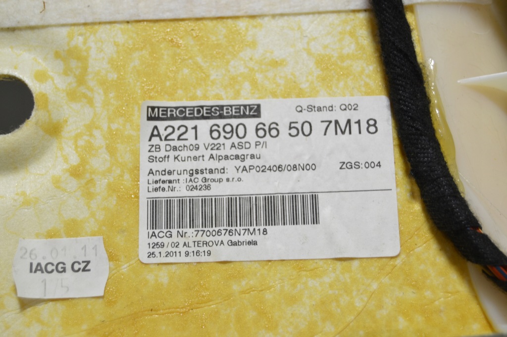 фото №9, Потолок mercedes w221 s klasa lift панорама long 2216906650