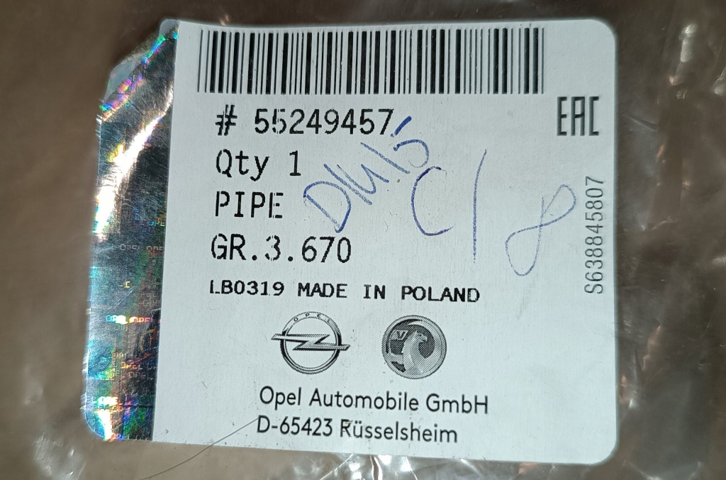 фото №2, Трубка / трубка выхлопных газов egr opel 1,3 cdti 55249457