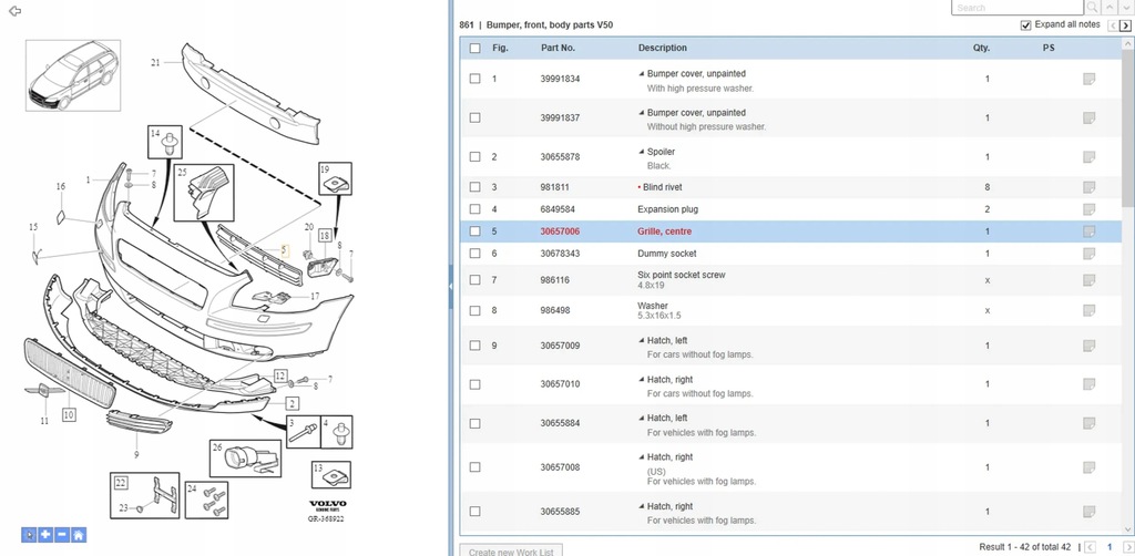 фото №6, Volvo v50 2006 решітка, заглушки