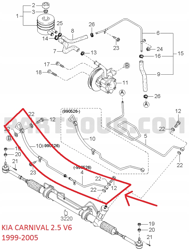 фото №6, Шланг усилителя руля kia carnival 99-05