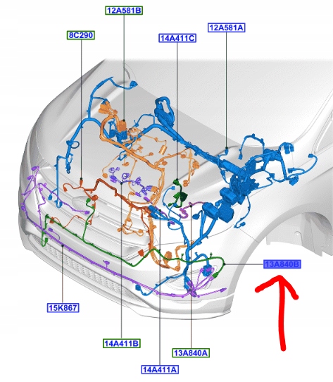фото №1, Джгут бампера перед радар ford edge mk2 2018- оригінальний номер