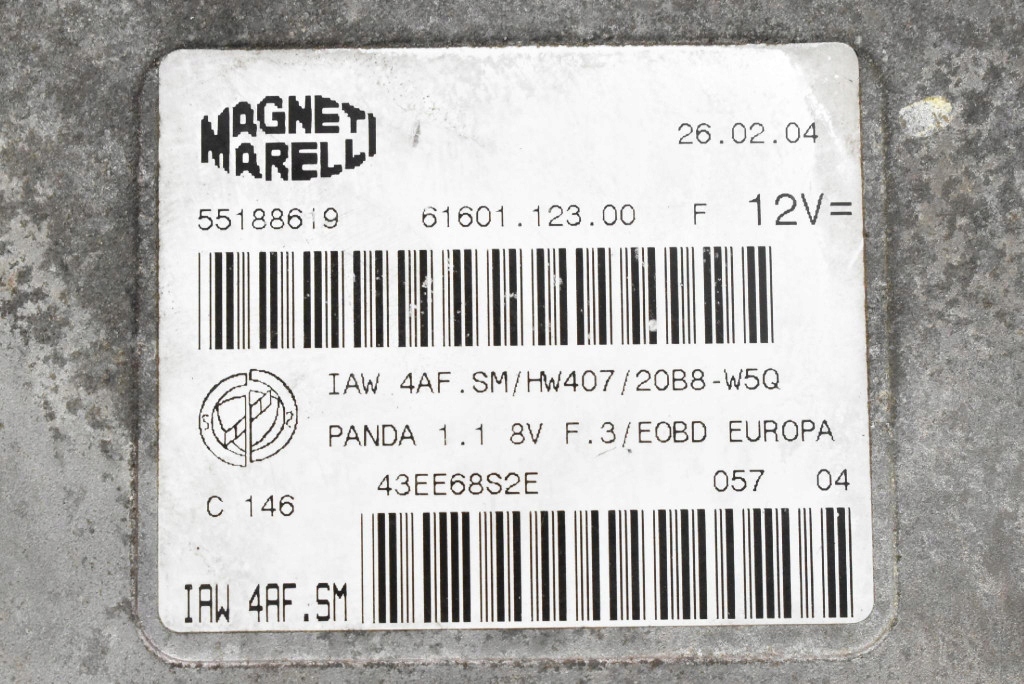 фото №7, Блок керування бортовий комп'ютер двигуна 55188619 fiat panda 2 ii 1.1 8v 54 km 03-11