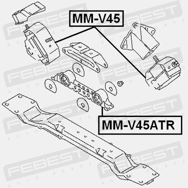 Подушка двигателя задняя mitsubishi pajero v20-50 1990.10-1999 | mm-v45 febes в Украине