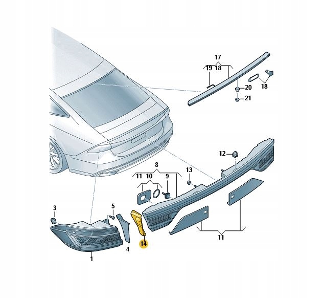 фото №1, Защита заднего свет левая wew. audi a7 rs7 c8