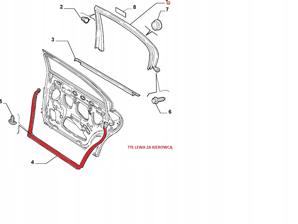фото №3, Alfa romeo 166 прокладка kurzowa двері задня ліва