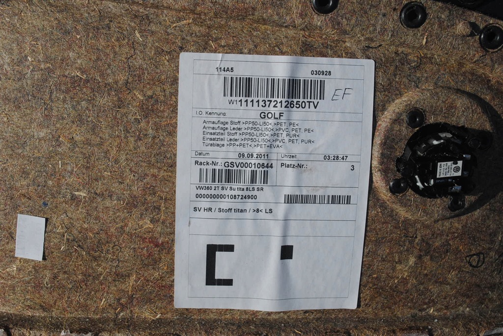 фото №7, Обшивки обивка задняя vw golf vi gtd hb 3d