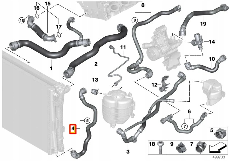 Купить Bmw 3 g20 левый пабтрубок  радиатора воды 17128654833