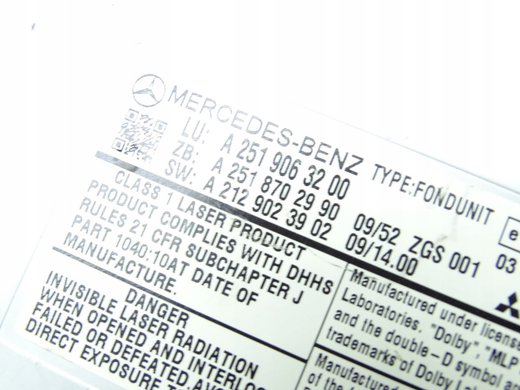 фото №4, Зчитувач інтерфейс дисків dvd аудіо mercedes r w251 a2519063200