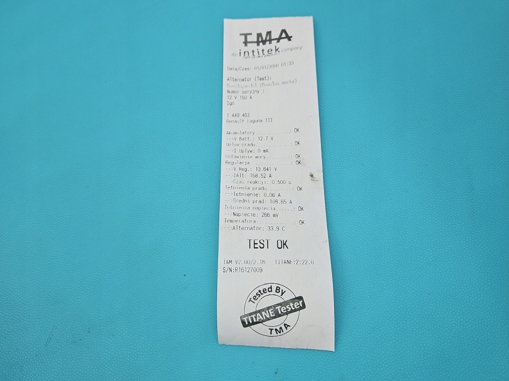 Test генератор renault laguna 3 231000011r 2543592a 2.0 16v m4r704 с Разборки