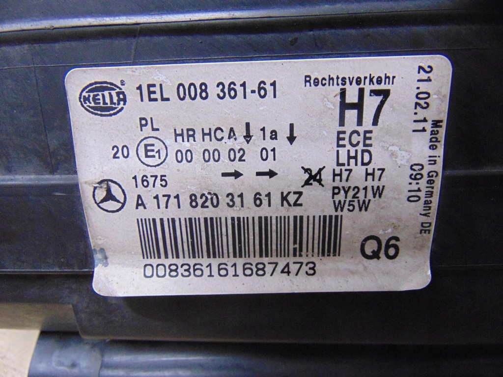 фото №16, Лампа левая перед mercedes slk w171 a1718203161 europa