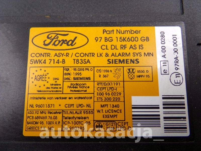 фото №6, Ford cougar модуль комфорту 97bg15k600gb