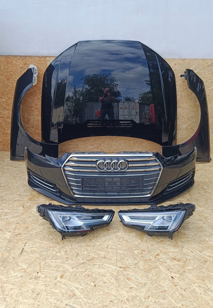 фото №10, Audi a4 8w b9 kompletny бампер pas перед full led капот 2.0tdi чорний ly9b