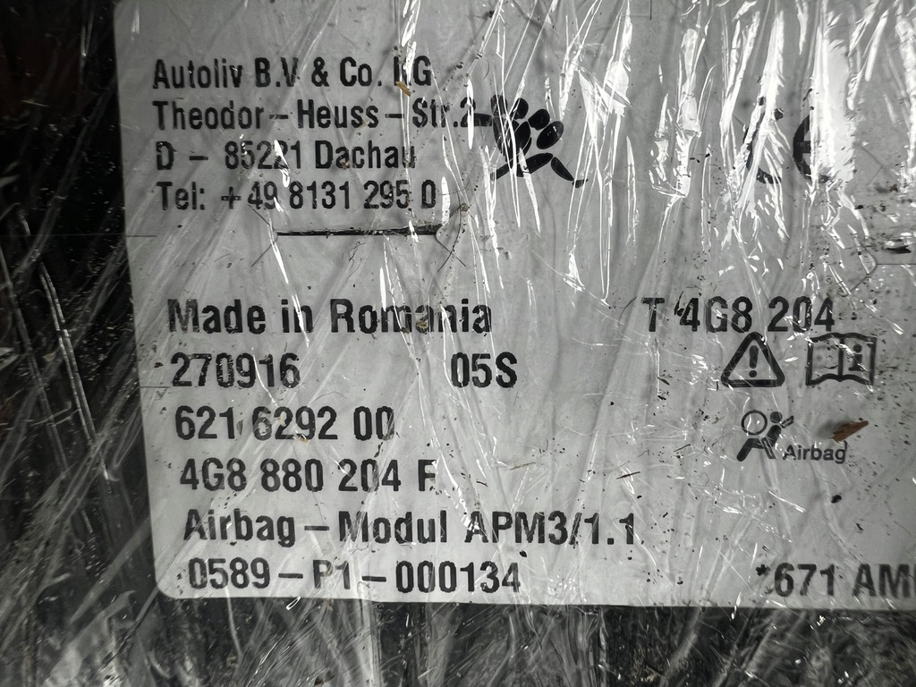 фото №9, Приборная панель консоль подушка безопасности podszuka водителя ремни audi rs6 s6 a6 c7 4g1857001e