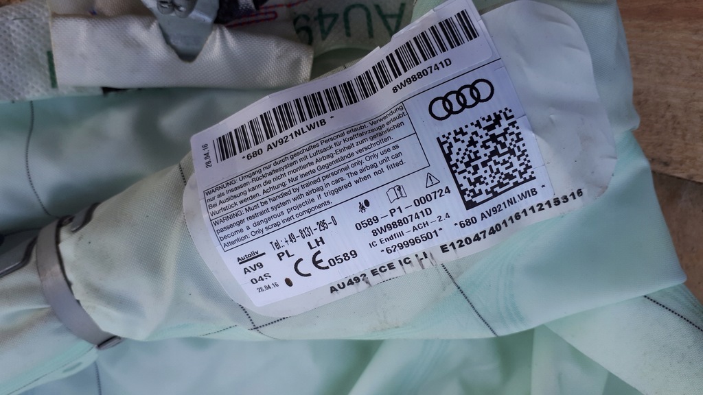 фото №7, A4 b9 8w шторка безопасности левая подушка безопасности 8w9880741d kombi