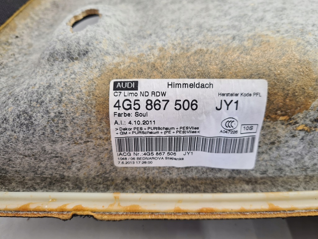 фото №10, Audi a6 c7 s-line sedan потолок защита стоек