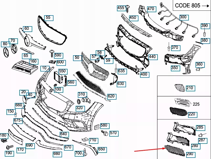 Mb cls c218 передній бампер amg лівий нижній решітка радіатора a2188852522 2015 oem Київ