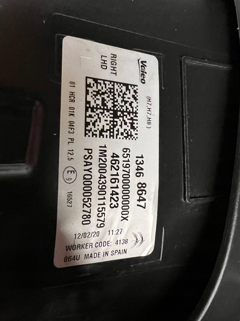 фото №13, Citroen c3 aircross h7 обычная лампа левая правая фара левый правый