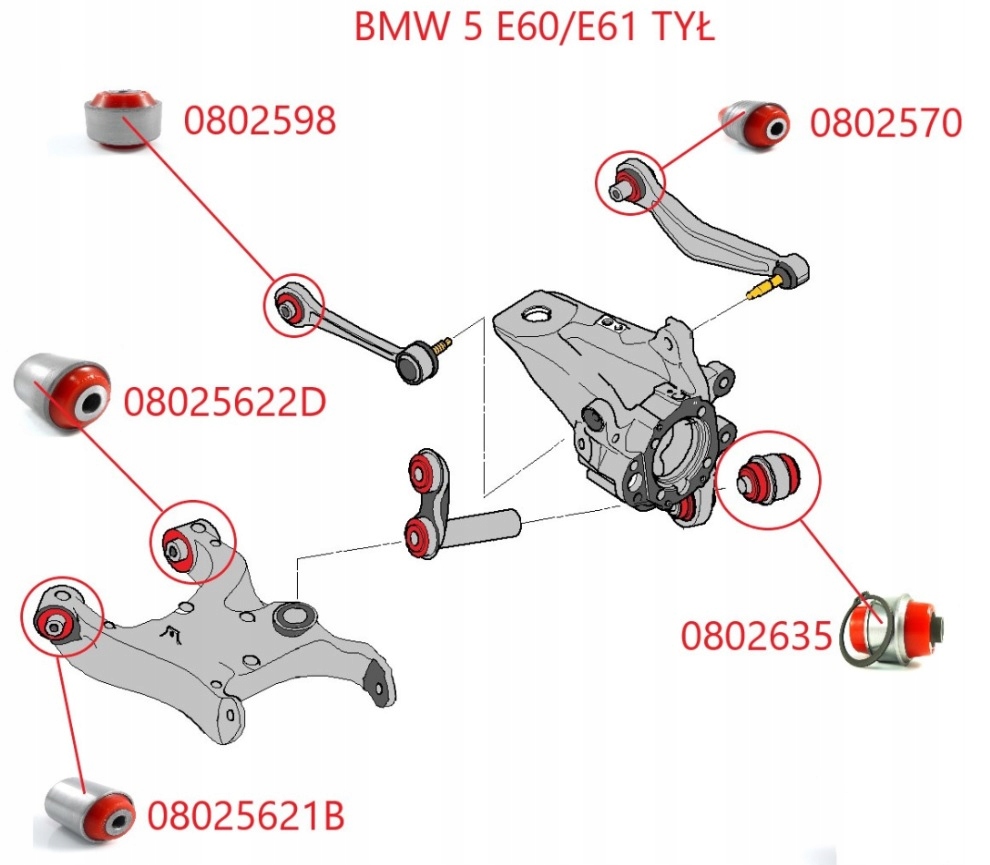 фото №4, Набір втулки важелів перед задня bmw e60 e61 rwd