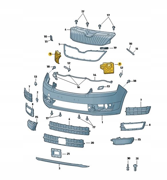 фото №1, Кронштейн бампера распылителя skoda rapid 16