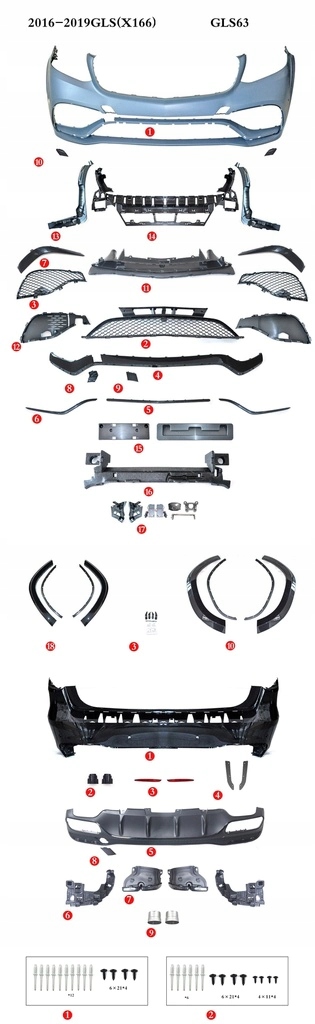 фото №1, Bodykit do mercedes gl-class x166 2016 - 2019 стиль amg 63s