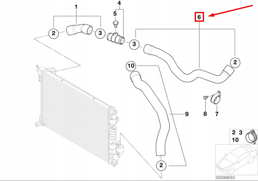Mini cooper s r53 верхній патрубок радіатора 17127515501 оригінальний Київ
